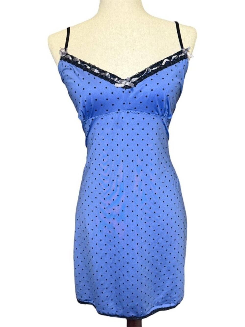 Unbranded blue polka dot slip dress